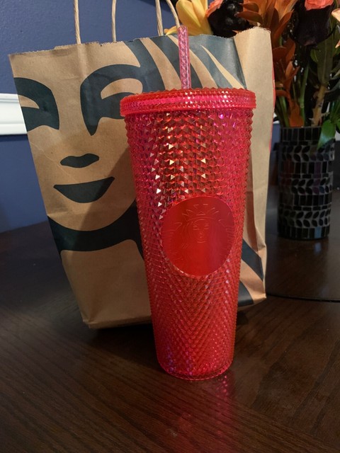 starbucks 2019 holiday studded tumbler neon pink