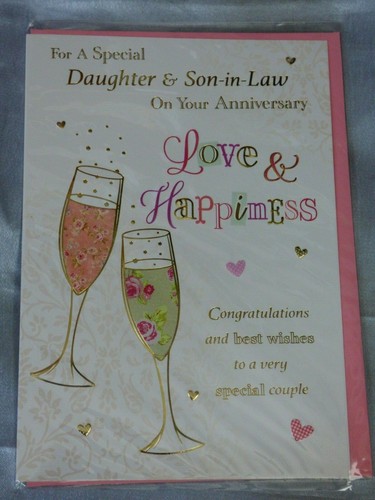 Daughter and Son in Law Wedding Anniversary Card Traditional Cute ...
