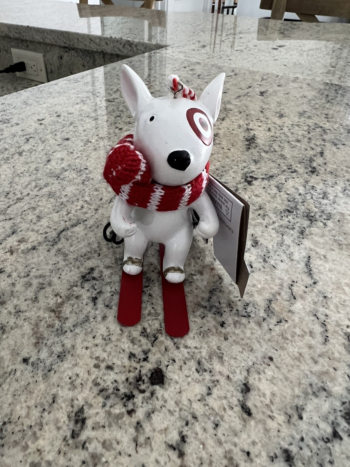 Bullseye Skiing Dog Target Christmas Ornament HTF Sold Out