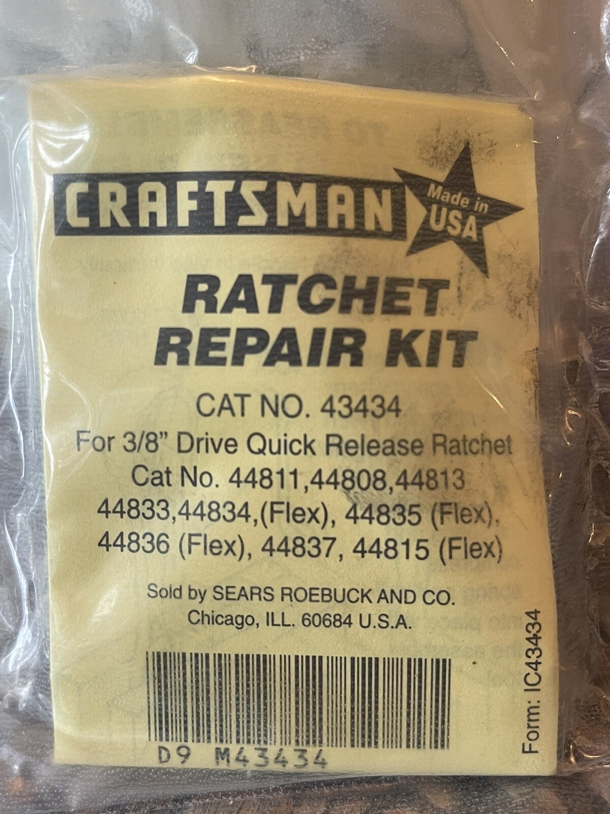 Craftsman 43434 Ratchet Repair Kit For 3/8” Dr Quick Release Ratchets