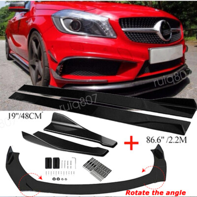 For Mercedes-Benz A-Class A200 Front Bumper Lip+86.6'' Side Skirs+Rear Diffuser