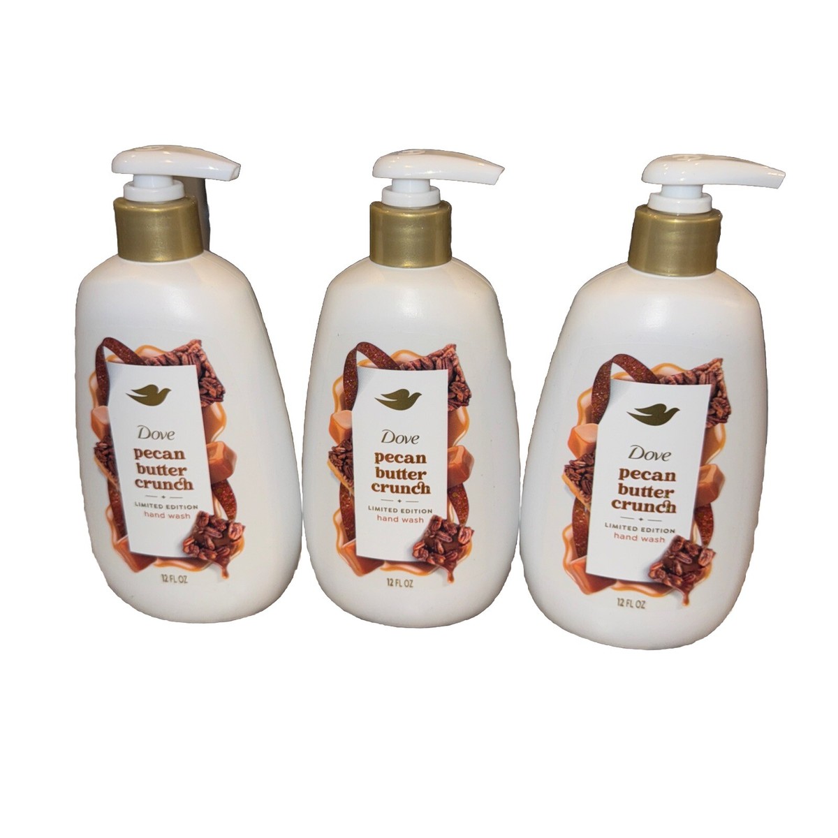 Dove PECAN BUTTER CRUNCH Holiday Treats 3 Pack Hand Wash Limited