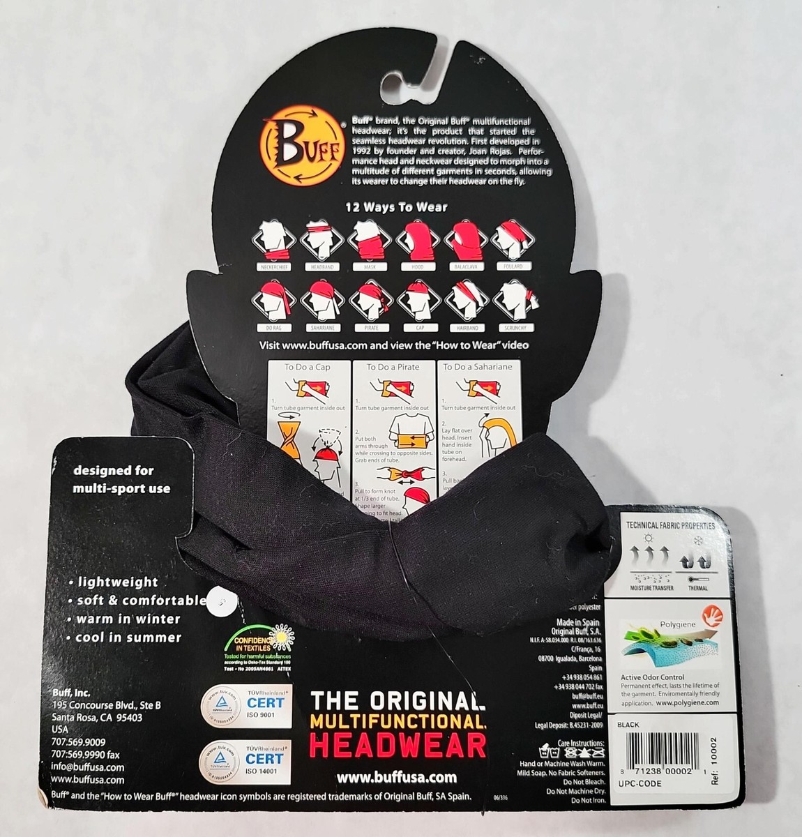 Buff Original Multifunctional Headwear Adult Size NEW! Active Odor