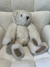 Vermont Teddy Bear Company Classic Jointed White Cream Blue Eyes 15  Authentic