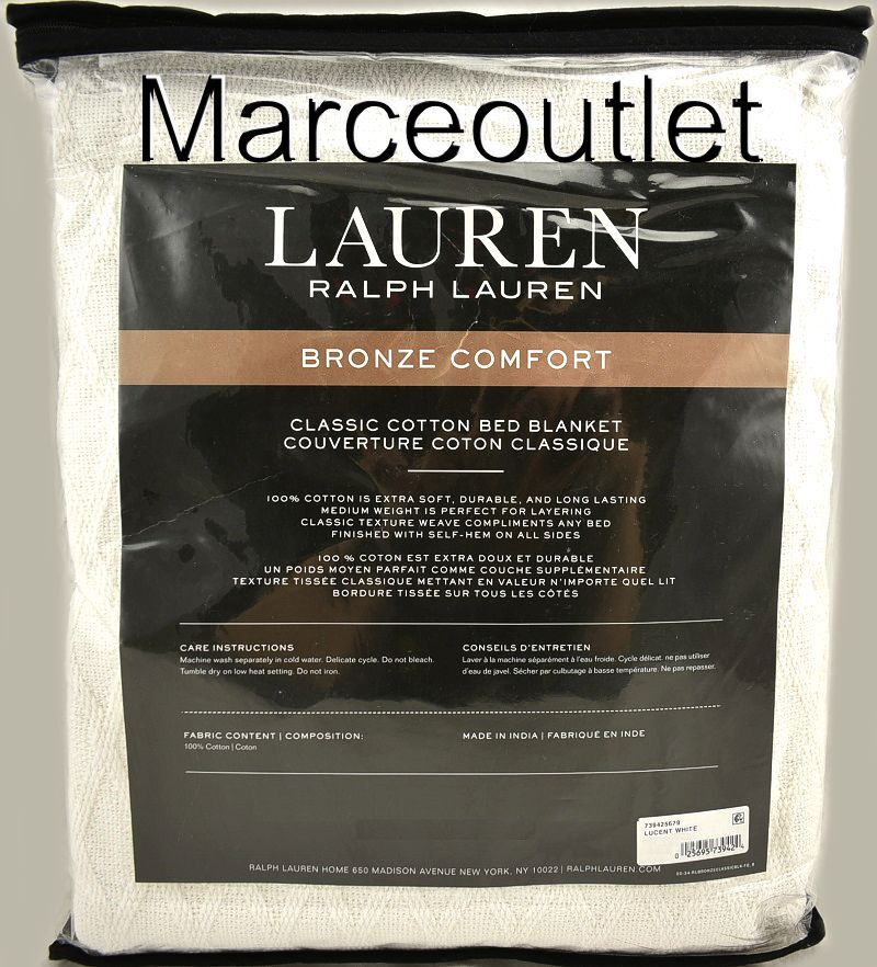 Ralph Lauren Bronze Comfort Classic Cotton Diamond KING Bed Blanket