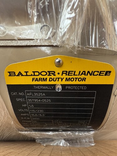 NEW Baldor Reliance Farm Duty Motor AFL3520A 1.5HP 3450RPM 1PH 115/230V - Picture 2 of 6