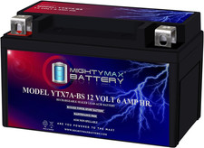 YTX7A-BS -12 Volt 6 AH, 105 CCA, Rechargeable Maintenance Free SLA AGM Motorcycl