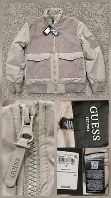 GUESS Men's Small Mossy Green Fabian Corduroy Mixed Puffer Jacket NWT$225