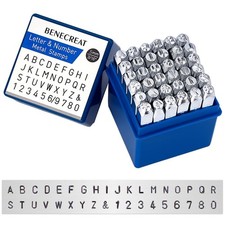 36 Pack 5mm 3/16" Letter and Number Metal Punch Stamp Set, Electroplated Ha...