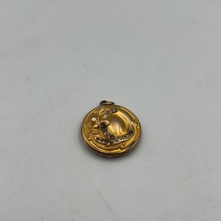 Antique Art Nouveau Iris Photo Locket Paste Stones Monogrammed