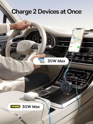 Baseus Ultra-Mini Retractable Car Charger USB C, 60W Fast Charging Car Charger - 第 6/8 張圖片