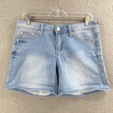 Seven7 Short Women 6 Bermuda Mid Rise Cotton Blend Zip Fly Light Wash Denim Blue