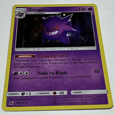 Gengar 38/111 SM-Crimson Invasion Holo Rare Stage 2 130 HP Eng