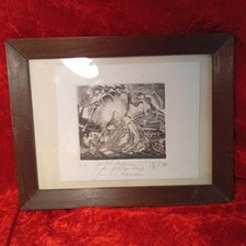  Alter Kupferstich Holzrahmen signiert W.B. 1994 Leipzig 