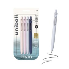 uniball Zento Gel Pens, Black Ink, 0.7mm Medium Point, 4 Count Retractable, S