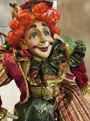 JESTER/HARLEQUIN/ CLOWN WHIMSICAL SHELF SITTER COLORFUL EXPRESSIVE FACE