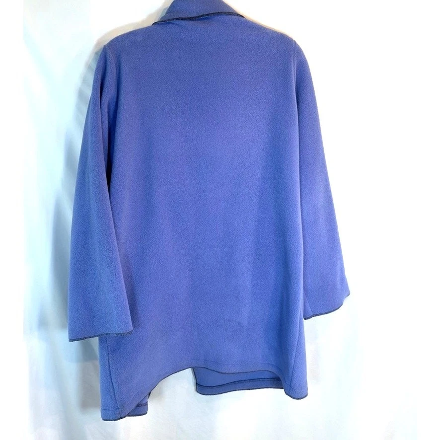 Y2K Maralyce Ferree Blue Fleece Jacket XS Cozy Asymmetrical Wrap USA - Image 4 of 4