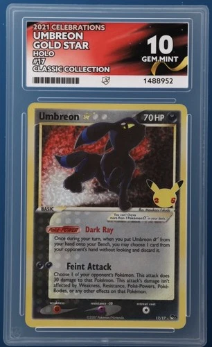 Pokemon TCG - Umbreon Gold Star 17/17 - ACE 10 - PERFECT SUBGRADES