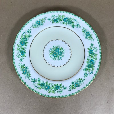 Vintage Royal Crown Derby grün Blumen Teller