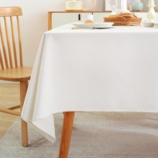 Laolitou Table Cloth Rectangle Linen Waterproof Textured White Tablecloth, Wa...