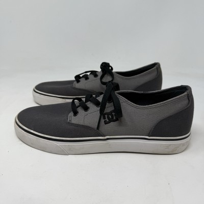 DC Shoes Canvas Skate Sneakers Gray Black Lace Up Low Top Men s 7.5