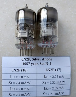 6N2P ~ 12AX7, ECC83 Double Triode Tube Foton SILVER ANODE, MATCHED PAIR 1957 NEW