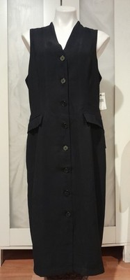 New- Maggy London- Dark Navy Bue Sleeveless Button-Down Blazer Dress, Size 14