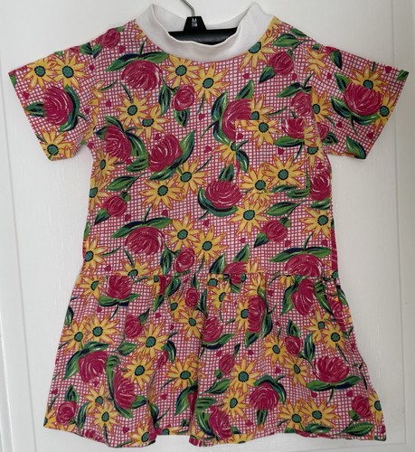 Vintage 90s Girls Flying Colors All Over Print Sunflower Floral Dress Size 4