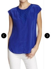 Rebecca Taylor Silk sleeveless blouse top 8 Medium Royal blue tank Designer