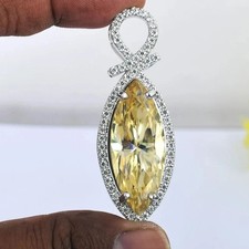 15 Ct Treated Pear Cut Champagne Color Diamond Pendant In 925 Silver Certified