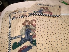 Raggedy Ann And Andy Quilt Panel With Quilt Blocks And Companion Fabric