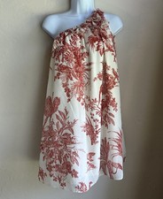 Sachin & Babi One Shoulder Mini Dress M Bird Print Resort Party Luxury Beach