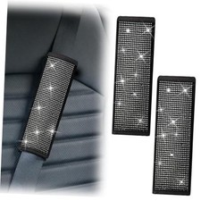 2 PCS Bling Car Seat Belt Shoulder Pads, Bling Seat Belt Covers White