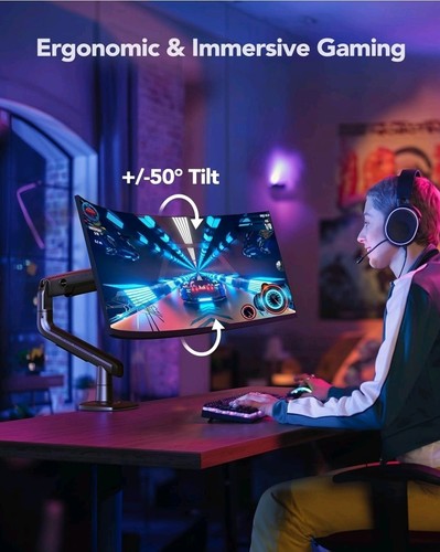 HUANUO Heavy Duty Monitor Arm for Ultrawide Screens up to 49", Holds 40 lbs. - Afbeelding 7 van 8