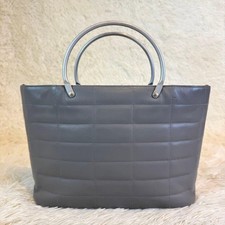 CHANEL Handbag Chocolate Bar Leather Gray Silver Hardware 32cm Bag CHANEL