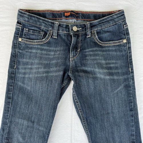 Levis Boot Cut Stretch Jeans Girls Size 16R Blue Denim Flap Button Pockets 28x30 - Picture 8 of 17