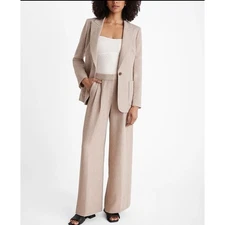 NWT Express Stylist Pants 10 Cream Wide Leg High Rise Trouser Career Minimalist