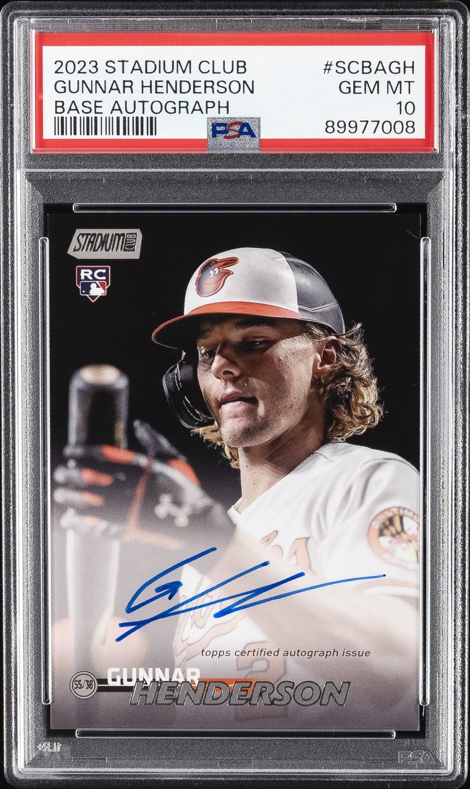 2023 TOPPS STADIUM CLUB BASE AUTO #SCBAGH GUNNAR HENDERSON RC PSA 10 view 1