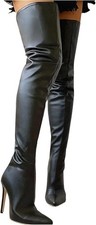 PU-LEDER-HIGH-HEEL-OVERKNEE-STIEFEL  Schwarz 44 -sofort lieferbar!!