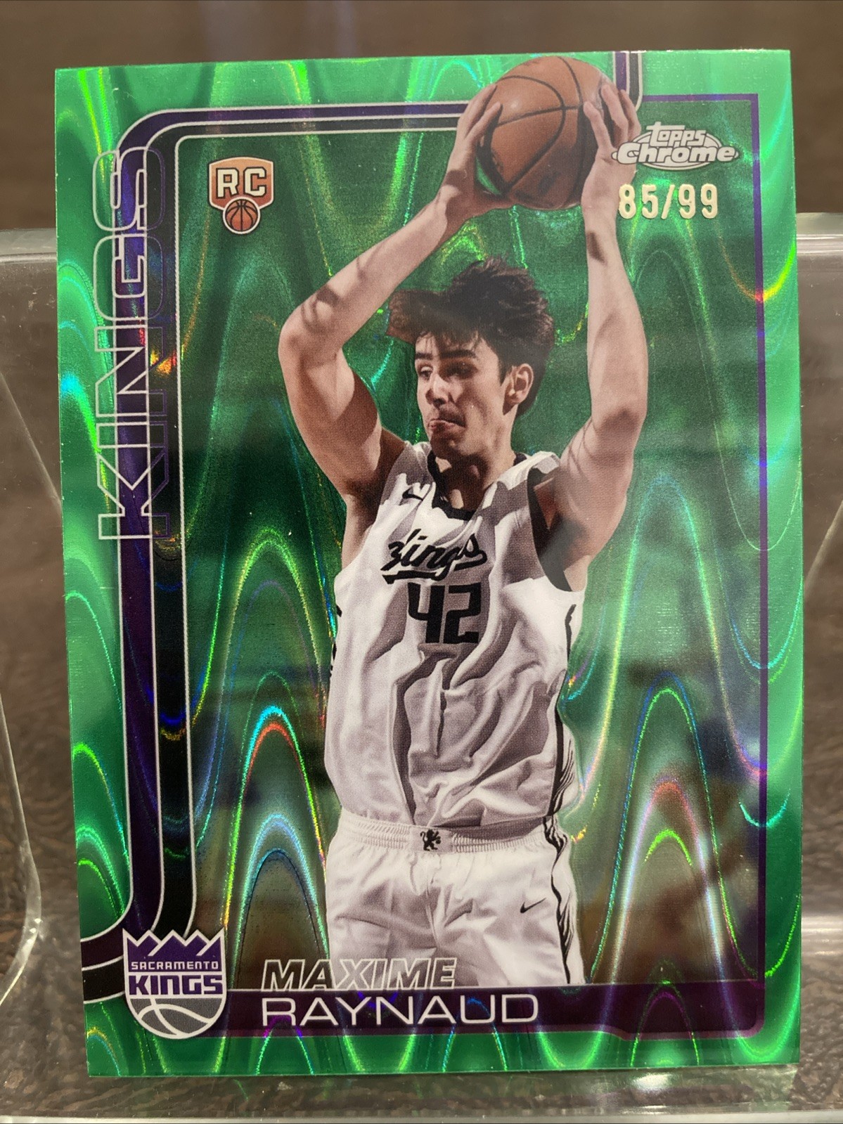 2025-26 Topps Chrome Maxime Raynaud Rookie RC Green Raywave #/99 Kings #293