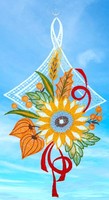 Plauener Spitze Fensterbild Herbst Fensterdekoration Sonnenblume Fensterschmuck