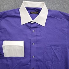 Donald Trump Dress Shirt Mens 16.5 32/33 Regular Fit Blue White French Cuff