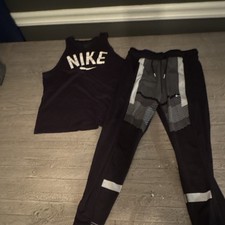 Nike Women's Striped Black White 2-Piece Sweatsuit Set, Tank  Pants, Size M