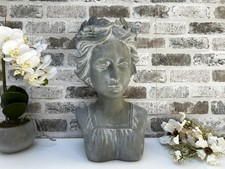 Riesige 38 cm graue Damen Büste Kopf Statue Figur Ornament - Dekoration Geschenk