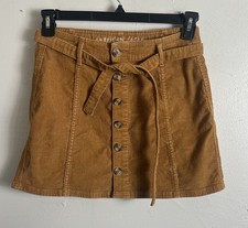 American Eagle High Rise A-Line Corduroy Stretch Skirt Brown Size 2