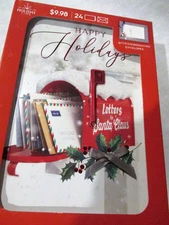 Holiday Time 24 Box Christmas Cards "Happy Holidays" Designed Envelopes NEW