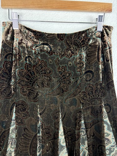 LOFT Damen Samt Ausbrenner Seidenmischung Rock Gr. 6P Herbst Boho Paisley Academia - Bild 4 von 8