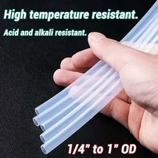 PTFE Tube Tubing Pipe OD 1/4" 3/8" 1/2" 3/4" 1" High Temp Resistance Translucent