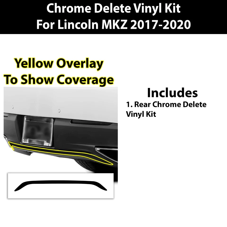 Parachoques trasero cromado para Lincoln MKZ 2017-2020 borrar calcomanía adorno de vinilo oscurecido Foto 3 de 4