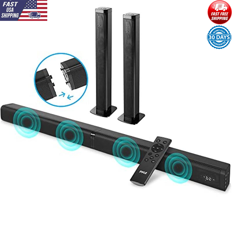 Bluetooth Soundbar 2 Ch Wireless Speaker TV Remote Control AUX USB Optical Input-image